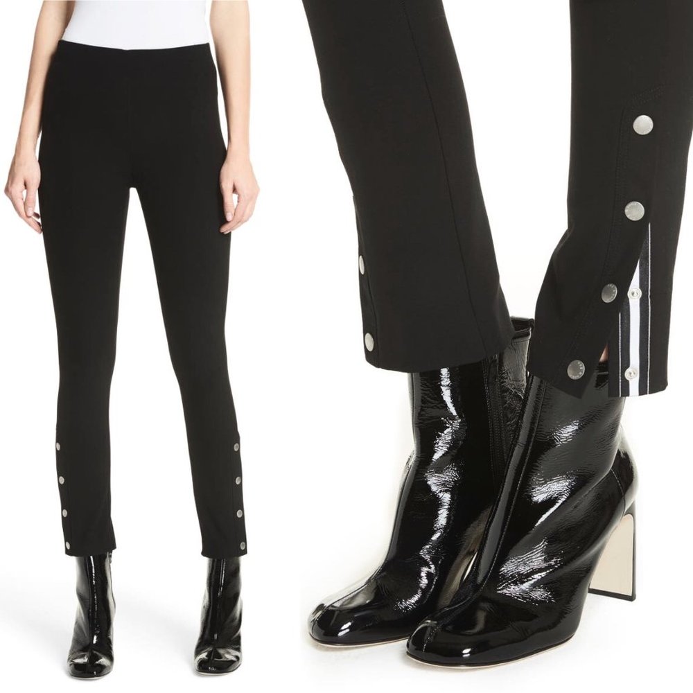 rag & bone Simone Snap Button Straight Black Pants
